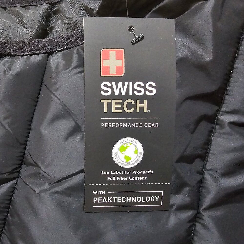 Swiss Tech Mens Puffer Vest Performance Gear Size S, M, XL, 2XL Black Full Zip - Picture 2 of 10